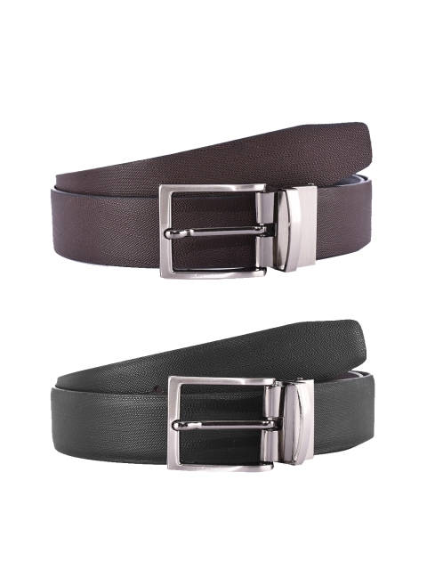 

BuckleUp Men Black & Brown Solid Leather Reversible Belt