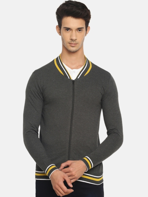 

BLISTON Men Grey Solid Front-Open Sweatshirt