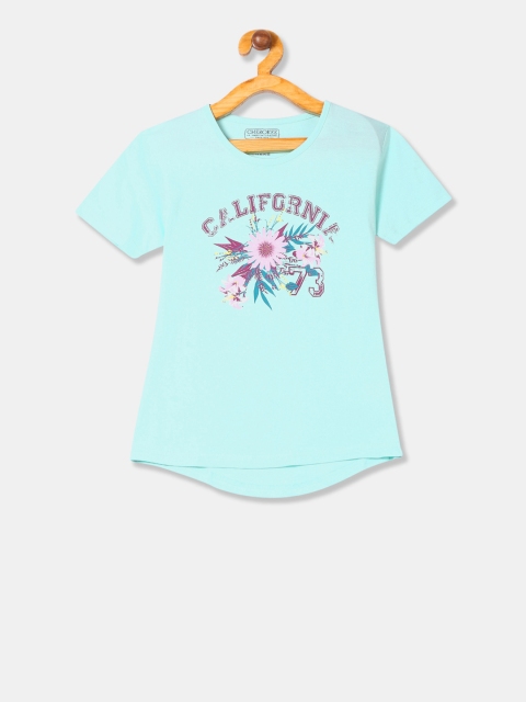 

Cherokee Girls Green Printed Round Neck T-shirt