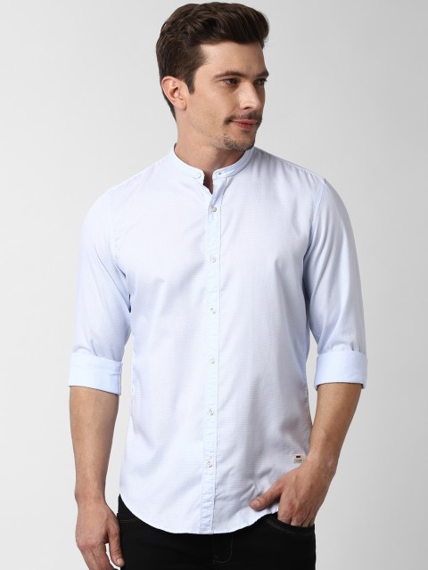 

Peter England Casuals Men Blue Slim Fit Self Design Casual Shirt
