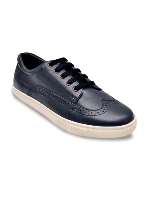 

BEAVER Men Navy Blue Solid Lightweight Leather Brogues