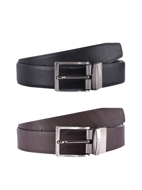 

BuckleUp Men Black & Brown Solid Leather Reversible Belt