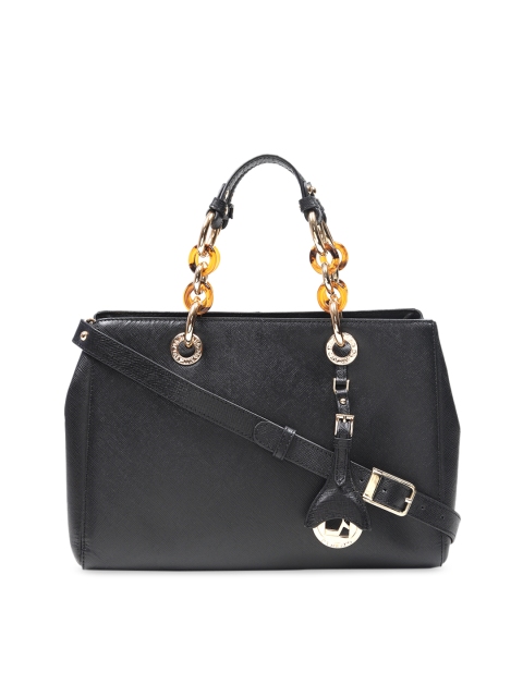 

Da Milano Black Textured Leather Handheld Bag
