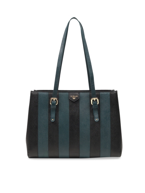 

Da Milano Black & Green Striped Leather Shoulder Bag