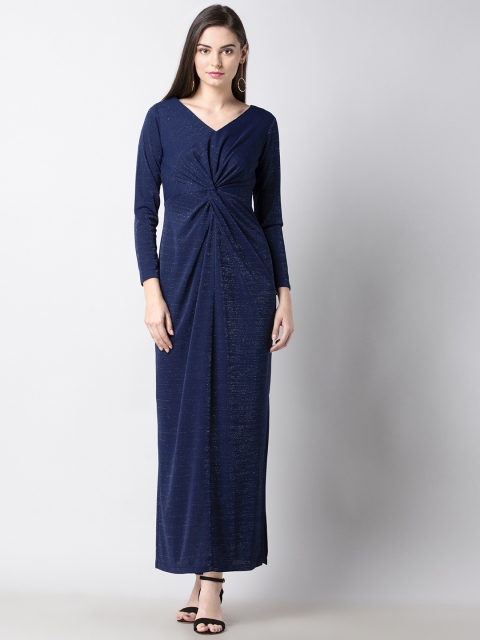 

FabAlley Women Blue Solid Maxi Dress