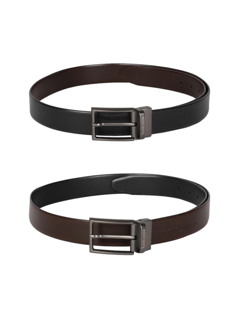 

Van Heusen Men Black Textured Leather Reversible Belt