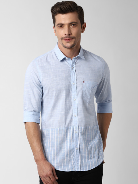 

Peter England Casuals Men Blue Slim Fit Striped Casual Shirt