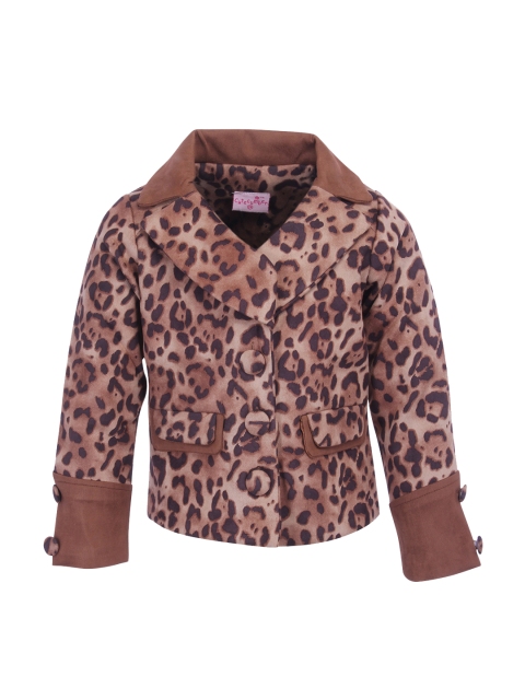 

CUTECUMBER Girls Brown & Beige Printed Single-Breasted Overcoats