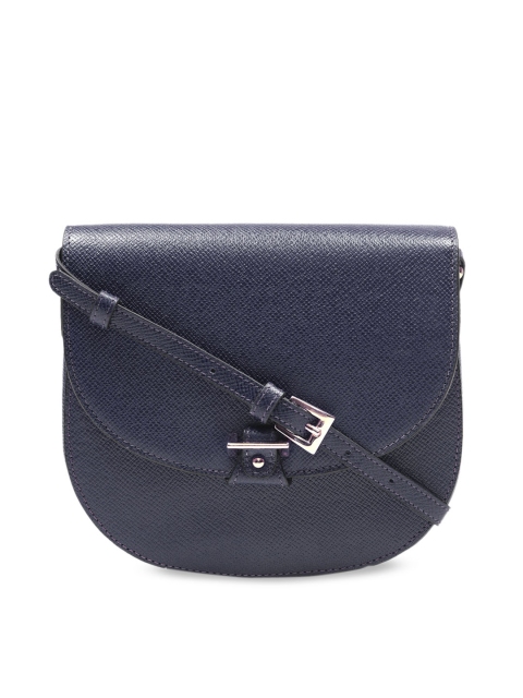 

Da Milano Navy Blue Solid Leather Sling Bag