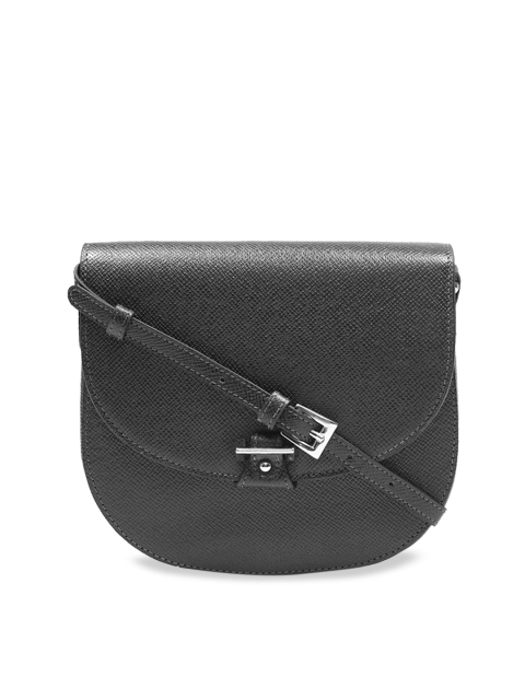 

Da Milano Black Textured Leather Sling Bag