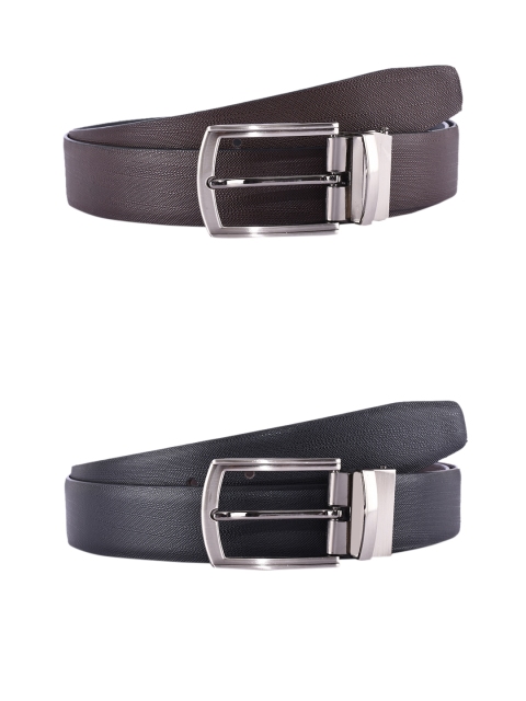

BuckleUp Men Black & Brown Solid Leather Reversible Belt