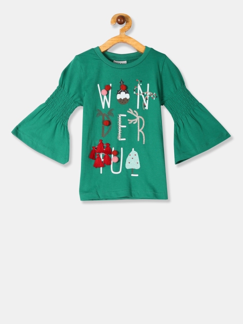 

Cherokee Girls Green Printed Top