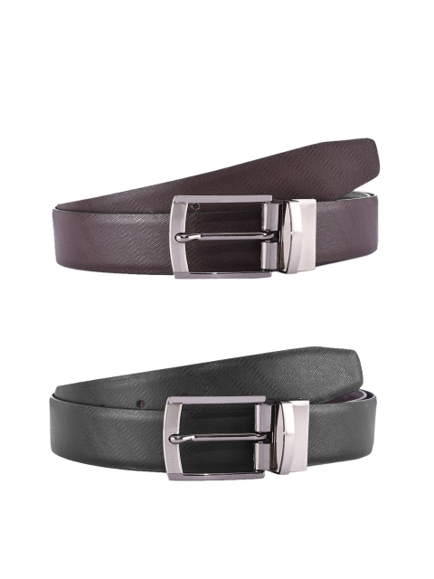 

BuckleUp Men Black & Brown Solid Leather Reversible Belt