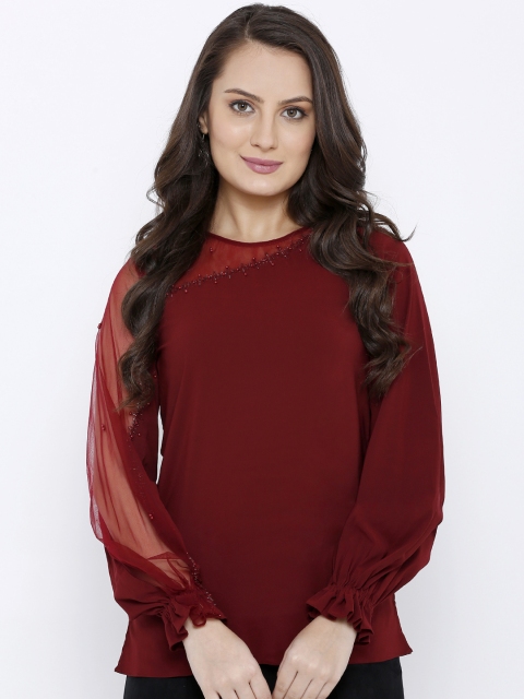 

Soie Women Maroon Embellished Top