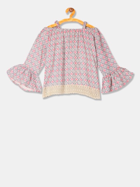 

Cherokee Girls Beige Printed A-Line Top