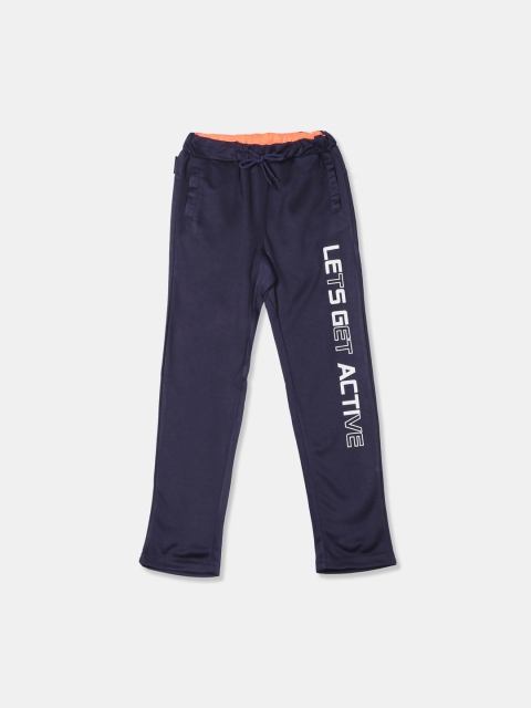 

Cherokee Boys Navy-Blue & White Printed Straight-Fit Track Pants