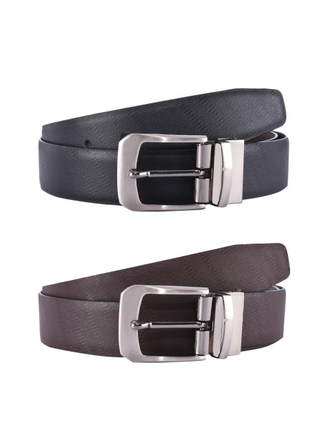 

BuckleUp Men Black & Brown Solid Leather Reversible Belt