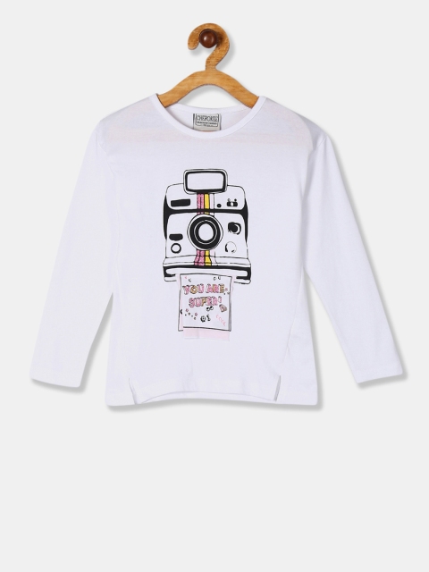 

Cherokee Girls White Printed Round Neck T-shirt