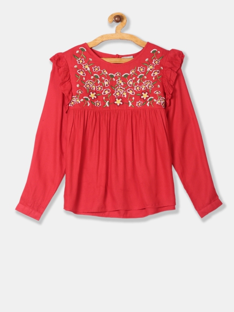 

Cherokee Girls Red Self Design Top