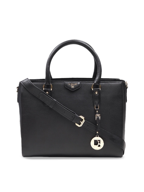 

Da Milano Black Solid Leather Handheld Bag