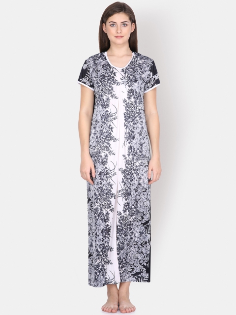 

Klamotten Black & White Printed Satin Nightdress