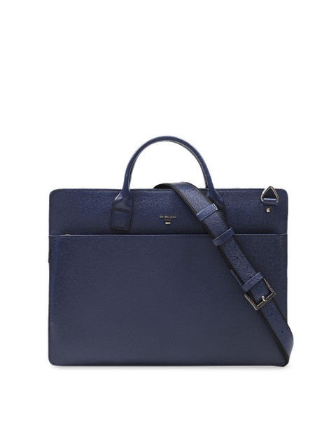 

Da Milano Unisex Navy Blue Textured Leather Laptop Bag