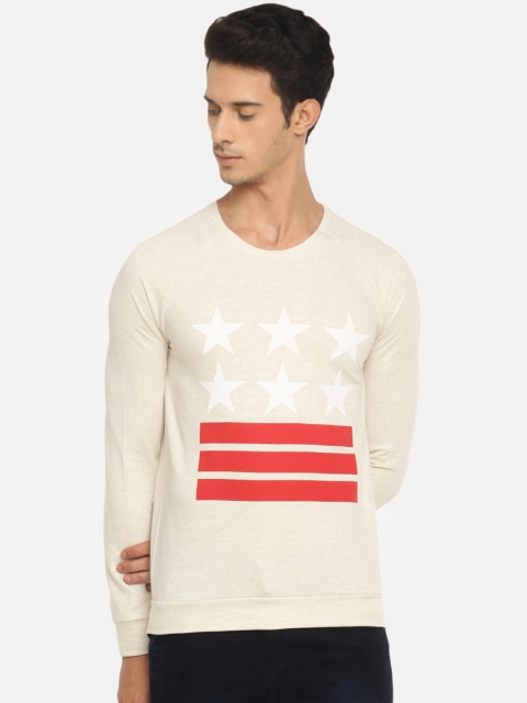 

BLISTON Men Beige & Red Printed Pullover Sweatshirt