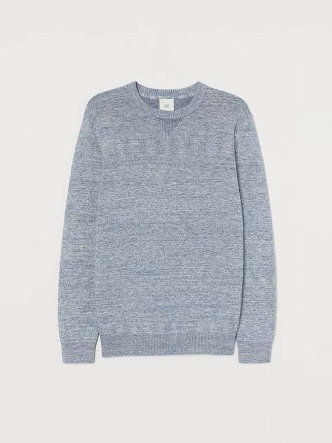 

H&M Men Fine-Knit Cotton Jumper, Blue