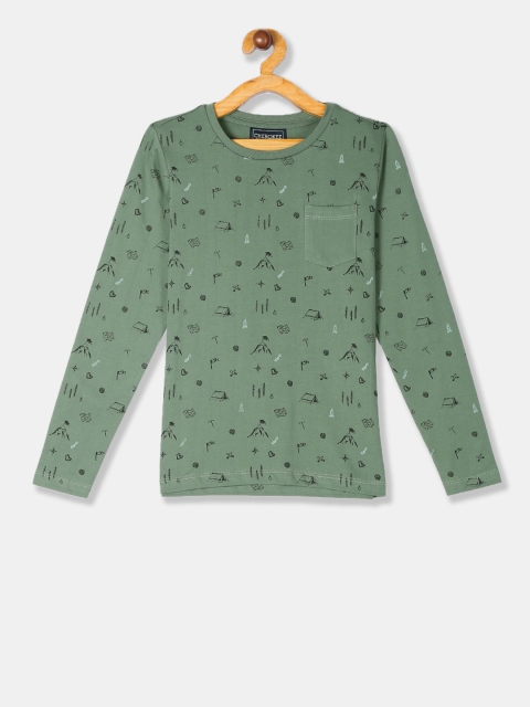 

Cherokee Boys Olive Green Printed Round Neck T-shirt