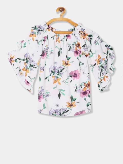 

Cherokee White & Pink Floral Off Shoulder Top