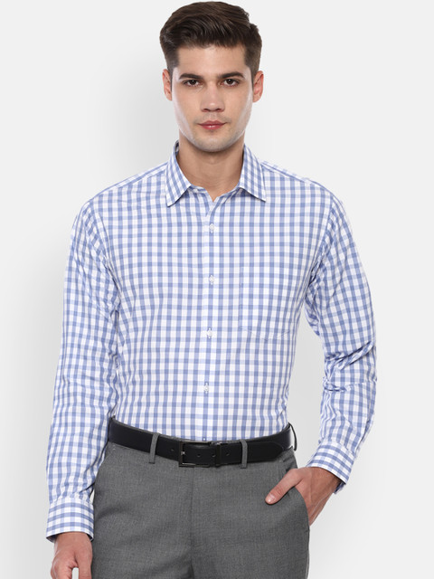 

Van Heusen Men Blue & White Checked Regular Fit Formal Shirt
