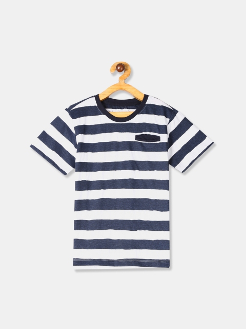 

Cherokee Boys White & Blue Striped Round Neck T-shirt