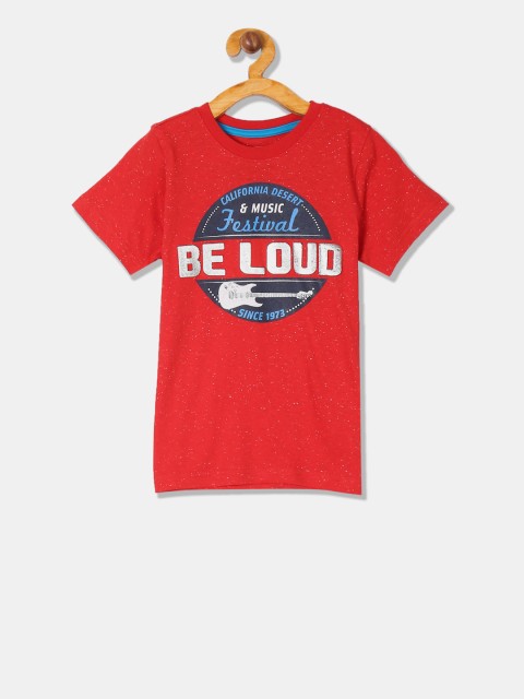 

Cherokee Boys Red & Navy Blue Printed Round Neck T-shirt