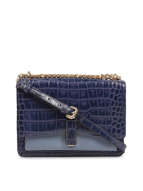 

Da Milano Blue Textured Leather Sling Bag