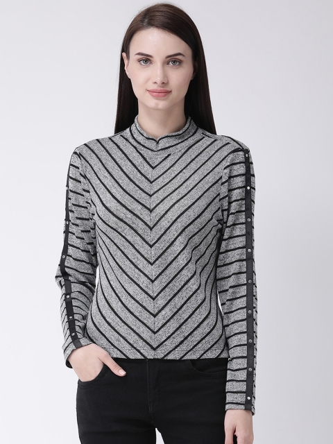 

Latin Quarters Women Grey Striped Top