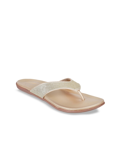 

WALKWAY by Metro Women Gold-Toned Embellished Open Toe Flats