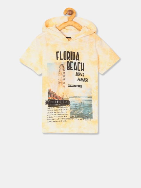 

Cherokee Boys Yellow Printed Hooded T-shirt