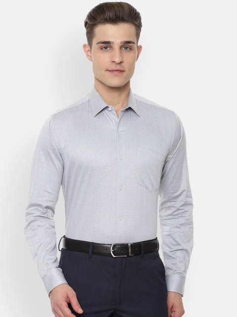 Van Heusen Men Grey Printed Slim Fit Formal Shirt