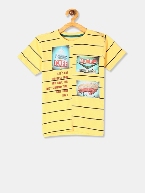 Cherokee Boys Yellow & Blue Printed Round Neck T-shirt