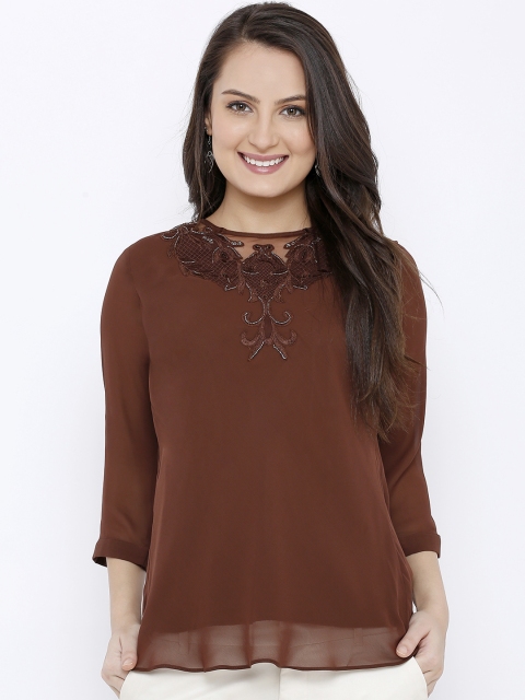 

Soie Women Brown Embellished Top