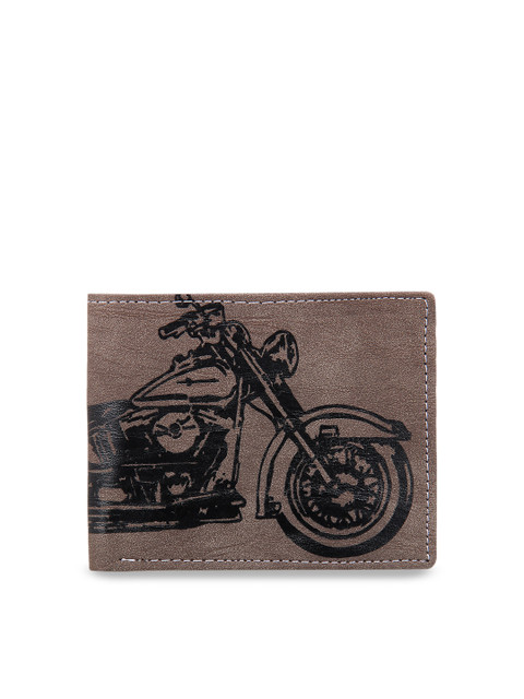

LEISURES Men Brown & Black Printed Two Fold Wallet