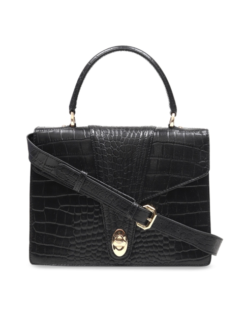

Da Milano Black Textured Leather Handheld Bag