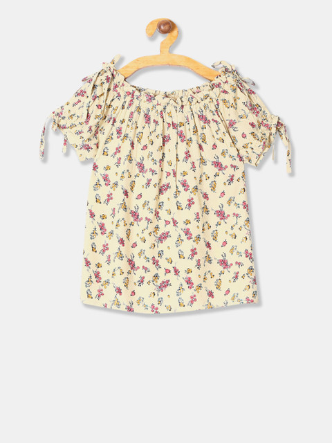 

Cherokee Girls Beige & Pink Printed A-Line Top