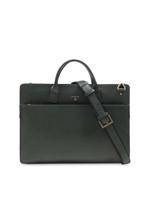 

Da Milano Unisex Green Solid Leather Laptop Bag