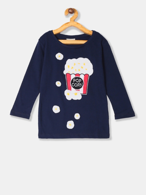 

Cherokee Girls Navy Blue Printed Round Neck T-shirt