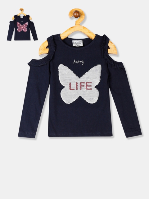

Cherokee Girls Navy Blue Flippy Sequin Top