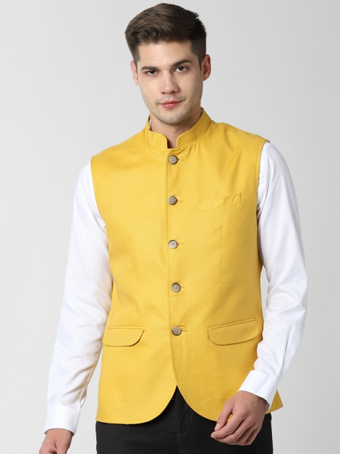 

Peter England Men Yellow Solid Pure Cotton Nehru Jackets