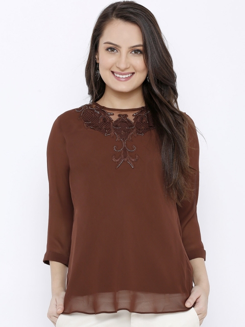 

Soie Women Brown Embellished Top