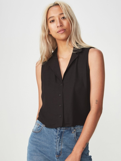 

COTTON ON Women Black Regular Fit Solid Casual Shirt