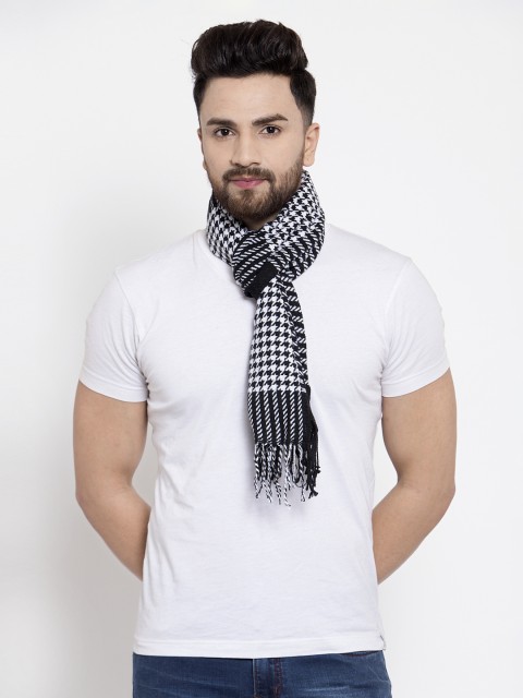 

Calvadoss Men Black & White Checked Muffler